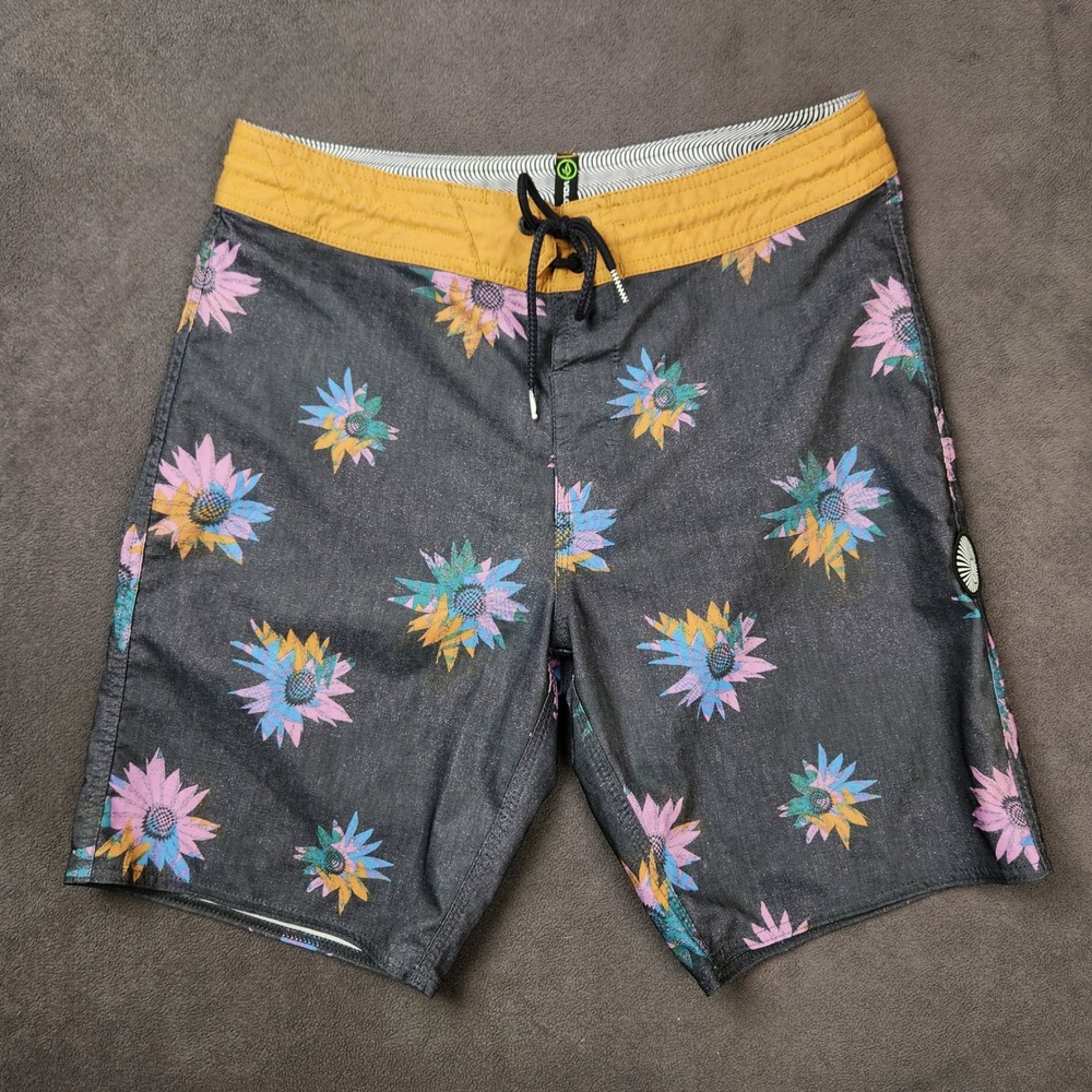 Volcom Floral Board Shorts - Black and Gold